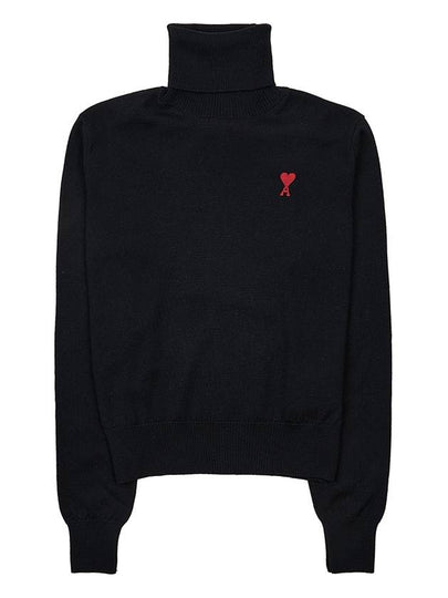 Small Heart Logo Turtleneck Black - AMI - BALAAN 2