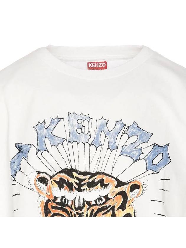 Tiger Logo Printed Cotton Short Sleeve T-Shirt White - KENZO - BALAAN 3