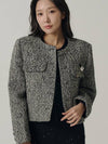 Influencer Seyoung wh Ciara Herringbon Wool Jacket Black - SORRY TOO MUCH LOVE - BALAAN 4