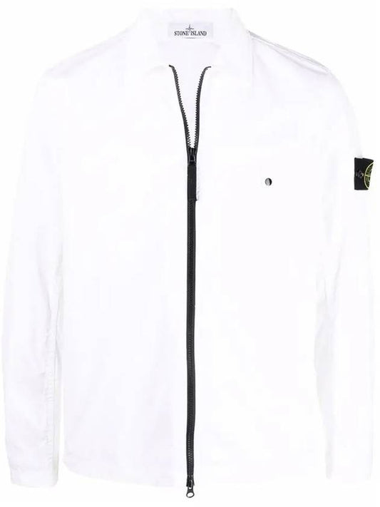 Wappen Patch Supima Twill Stretch Cotton Zip-up Jacket White - STONE ISLAND - BALAAN 2