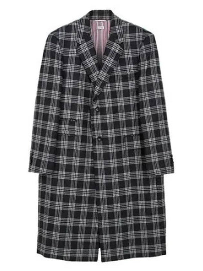 Men's Prince Of Wales Lambswool Single Coat Medium Grey - THOM BROWNE - BALAAN 2