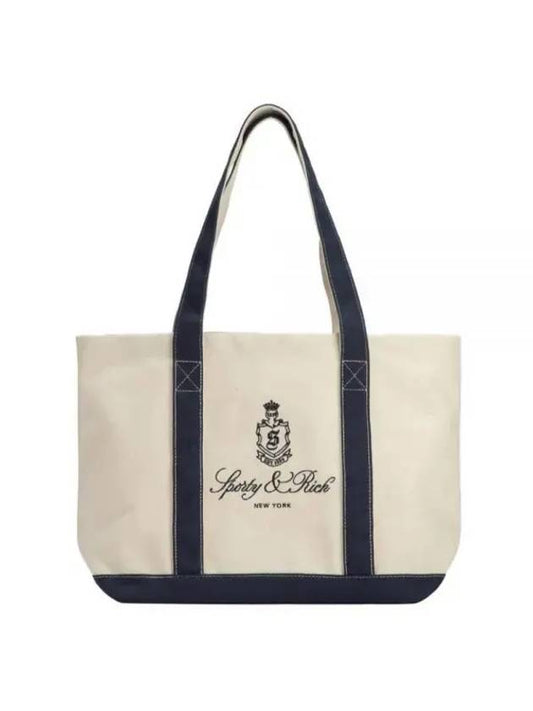 Logo Two-tone Tote Bag Navy Natural - SPORTY & RICH - BALAAN 1