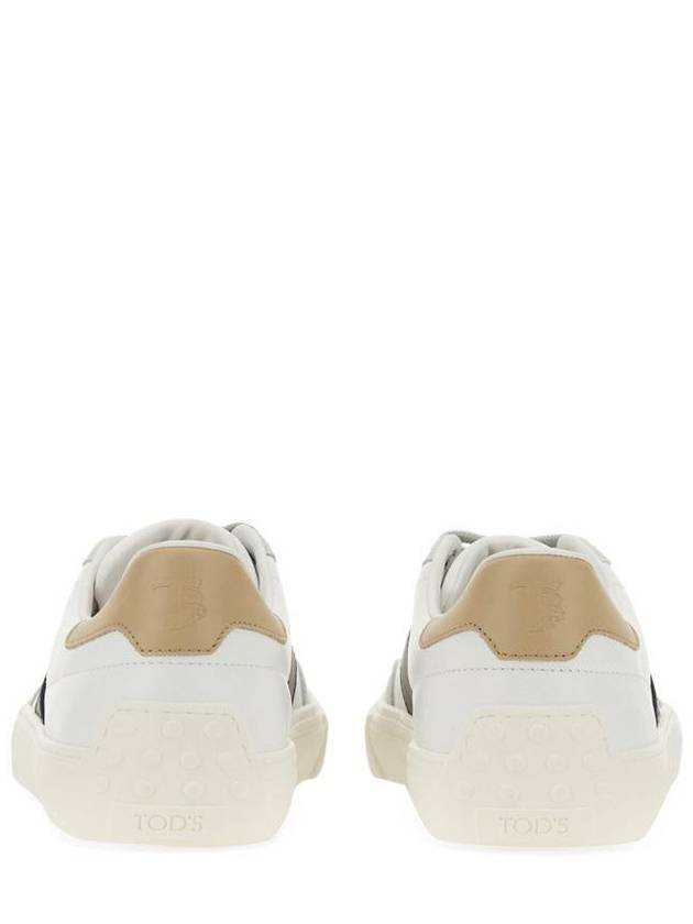 Leather Suede Low Top Sneakers White Black - TOD'S - BALAAN 5