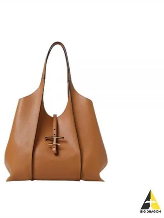 T Timeless Leather Medium Shopping Tote Bag Brown - TOD'S - BALAAN 2