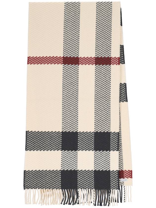 Check Pattern Wool Scarf Beige - BURBERRY - BALAAN 2