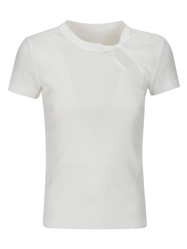 Asymmetrical Slash Short Sleeve T-Shirt White - HELMUT LANG - BALAAN 1