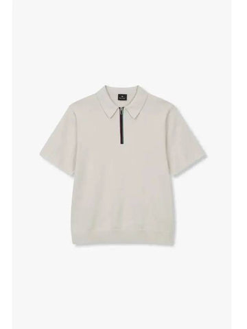 PS half zip cotton polo knit light beige - PAUL SMITH - BALAAN 1