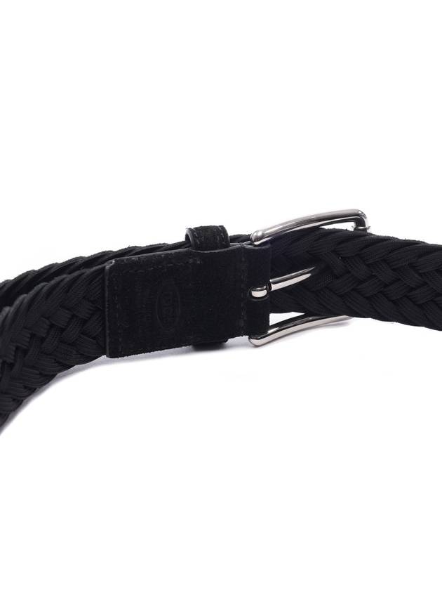 Woven Suede Buckle Leather Belt Black - TOD'S - BALAAN 7