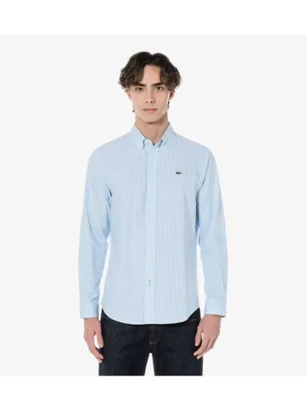 Men s Oxford Striped Shirt Blue - LACOSTE - BALAAN 1