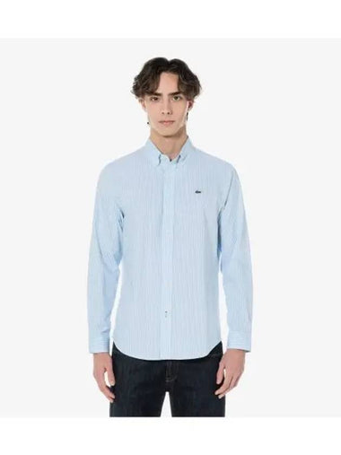 Men s Oxford Striped Shirt Blue - LACOSTE - BALAAN 1