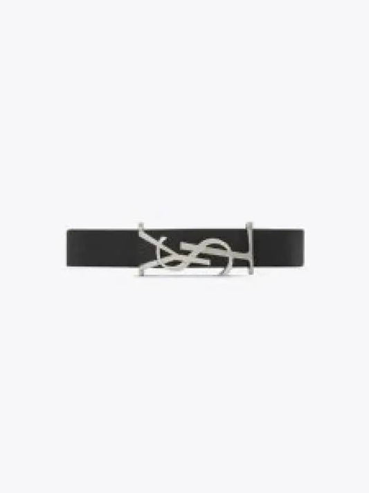 Monogram Opium Leather Bracelet Black - SAINT LAURENT - BALAAN 2