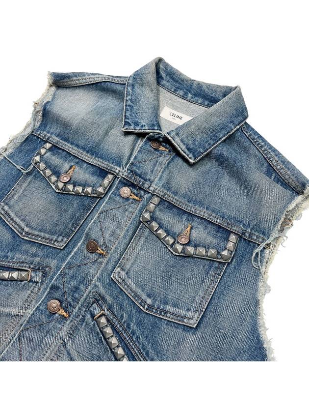 Men s STRANGE Studded Denim Vest - CELINE - BALAAN 3