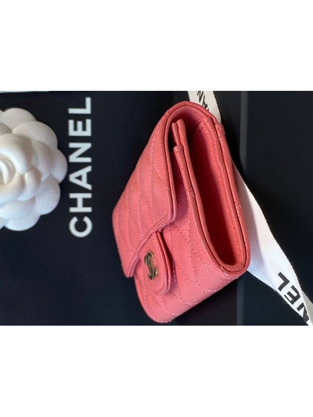 Classic gold caviar card wallet pink - CHANEL - BALAAN 4