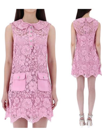 Women's Cord Lace Mini Dress Pink - SELF PORTRAIT - BALAAN 2