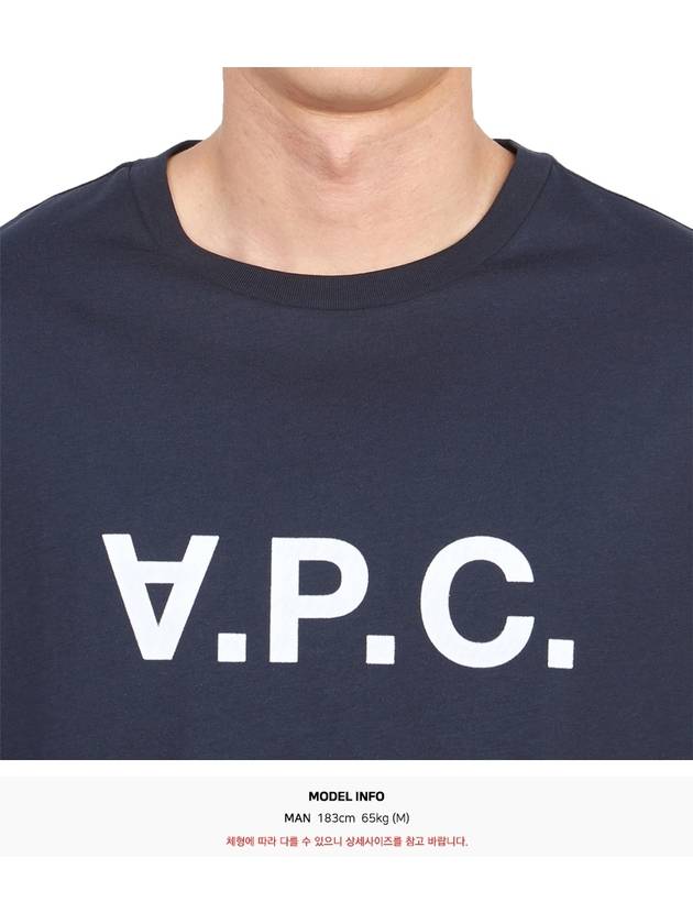 Logo Print Crew Neck Short Sleeve T-Shirt Navy - A.P.C. - BALAAN 8