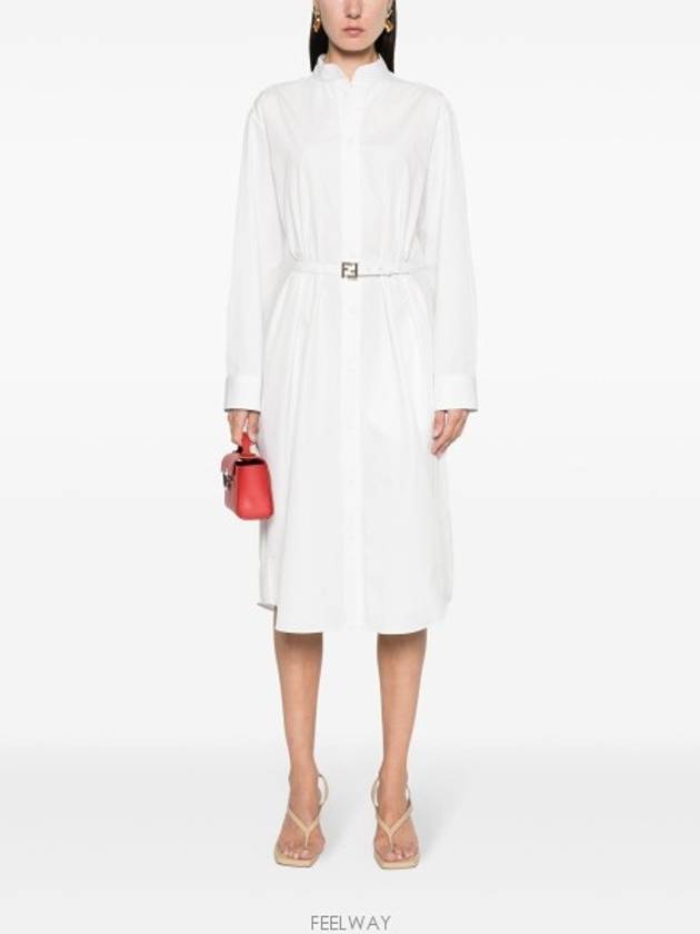 Cotton Poplin Midi Dress White - FENDI - BALAAN 2