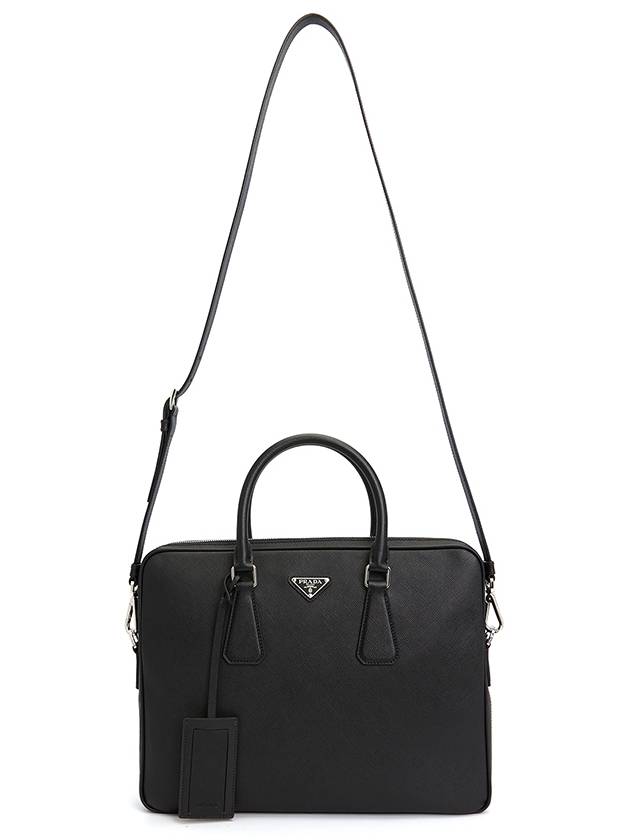 Triangle Logo Saffiano Leather Brief Case Black - PRADA - BALAAN 8