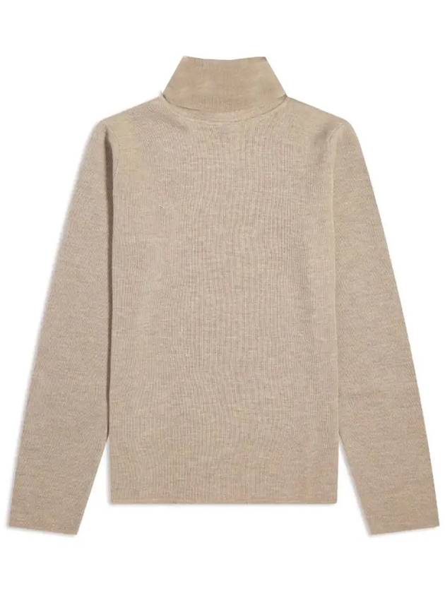 Fox Head Patch Fitted Wool Turtleneck Beige Melange - MAISON KITSUNE - BALAAN 4