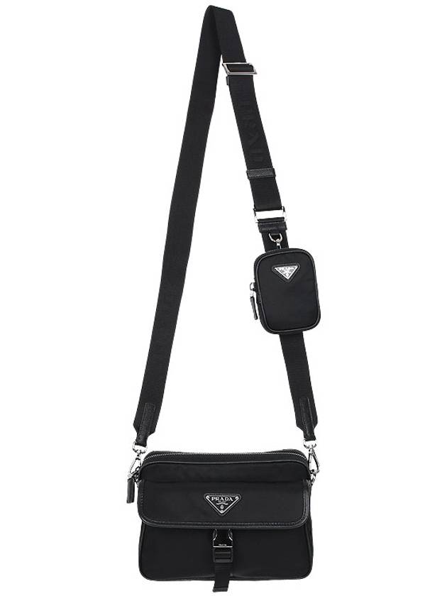 Re-Nylon Saffiano Leather Shoulder Bag Black - PRADA - BALAAN 4