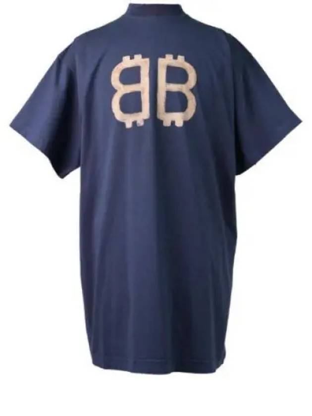 Logo Print Short Sleeve T-Shirt Blue - BALENCIAGA - BALAAN 2