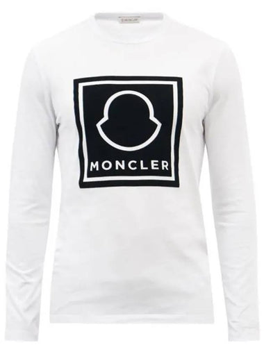 Square Anagram Flock Logo Cotton Long Sleeve T Shirt White 8D00002 8390T 001 - MONCLER - BALAAN 1