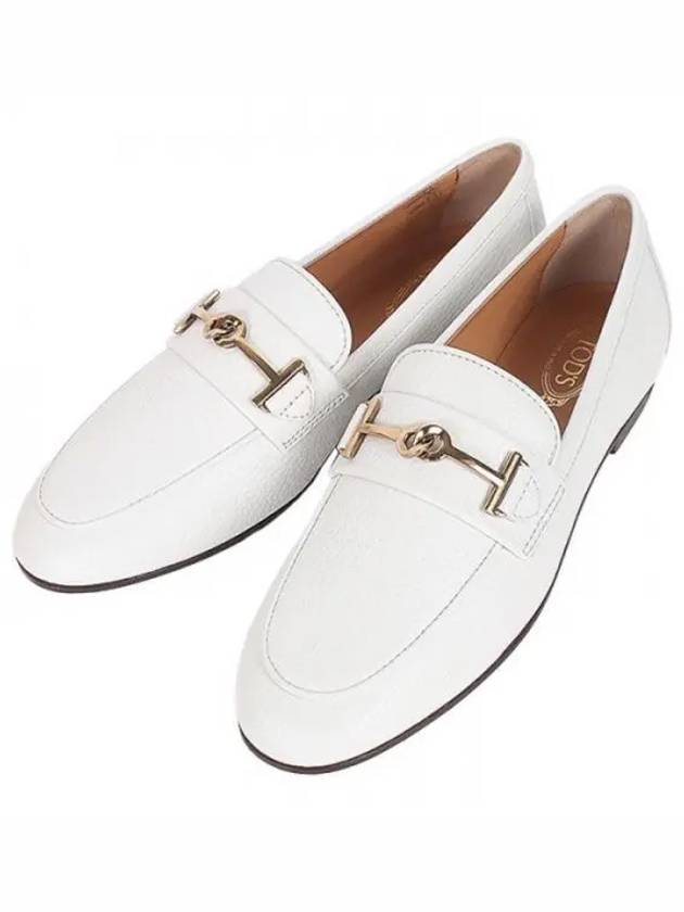 Women's Double T Logo Leather Loafers White - TOD'S - BALAAN 2