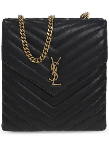 Mini Quilted Double Flap Chain Cross Bag Black - SAINT LAURENT - BALAAN 1