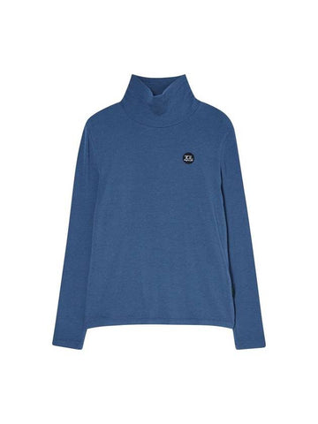 Tencel Turtle Neck T Shirt Blue - THE GREEN LAB - BALAAN 1