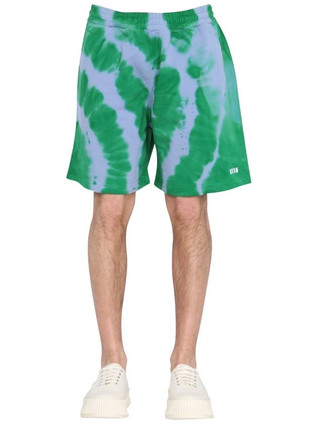 Men's Logo Tie Dye Bermuda Shorts Green - MSGM - BALAAN 2