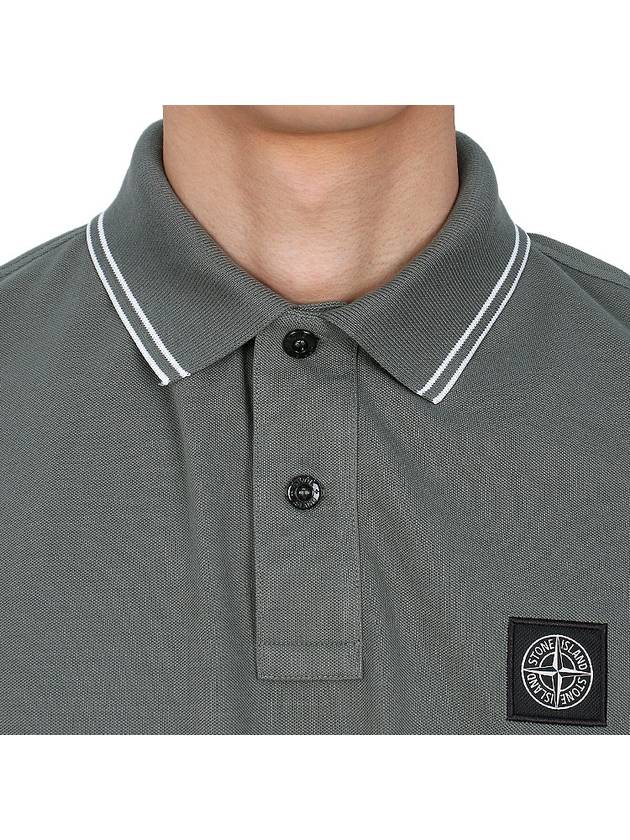 Stretch Cotton Pique Short Sleeve Polo Shirt Musk Green - STONE ISLAND - BALAAN 7