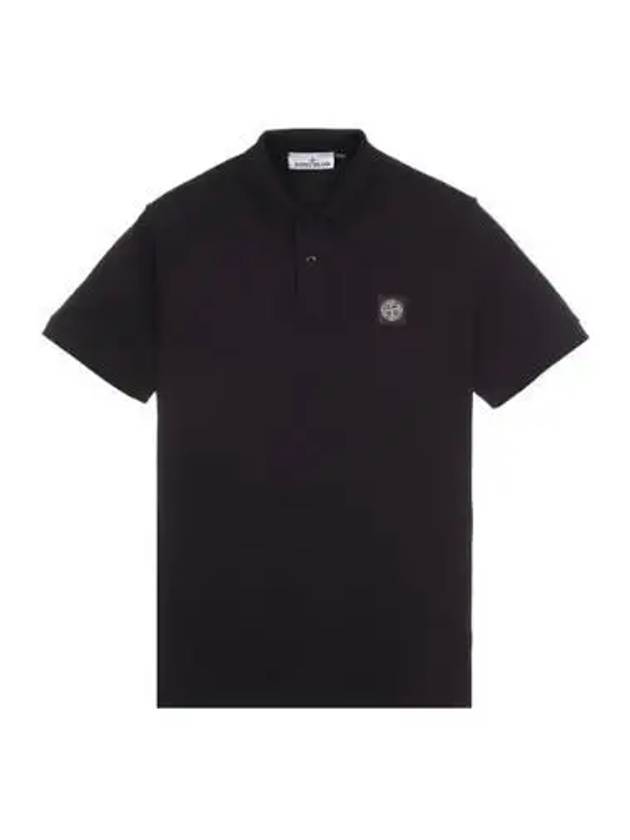 Pique Stretch Cotton Short Sleeve Polo Shirt Black - STONE ISLAND - BALAAN 2