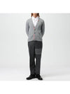 Men's Jersey Stitch V-Neck Cardigan Light Grey - THOM BROWNE - BALAAN 5