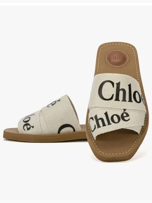 Woody Logo Flat Mule Slippers White - CHLOE - BALAAN 5