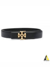 Logo Decorated Buckle Leather Belt Black - TORY BURCH - BALAAN 2