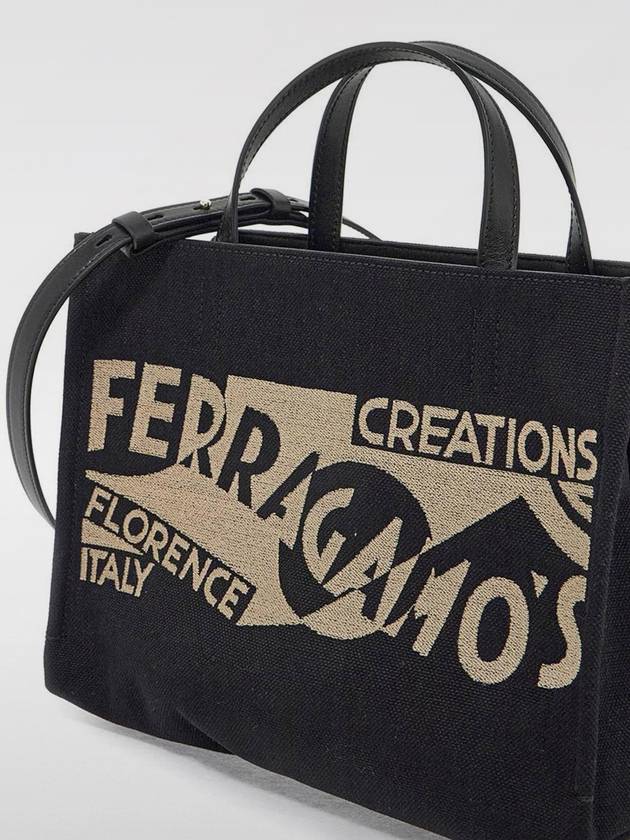 Logo Print Tote Bag Black - SALVATORE FERRAGAMO - BALAAN 4