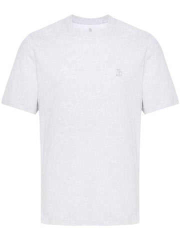 Logo Cotton Short-Sleeved T-Shirt Grey - BRUNELLO CUCINELLI - BALAAN 1