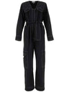 Stitch Detail Belted Jumpsuit Black - GANNI - BALAAN 1