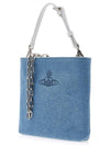 Logo Plaque Square Canvas Tote Bag Blue - VIVIENNE WESTWOOD - BALAAN 3