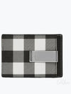 Checked Leather Money Clip Card Wallet Black - BURBERRY - BALAAN 2