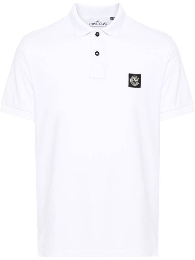 Pique Stretch Cotton Short Sleeve Polo Shirt White - STONE ISLAND - BALAAN 3