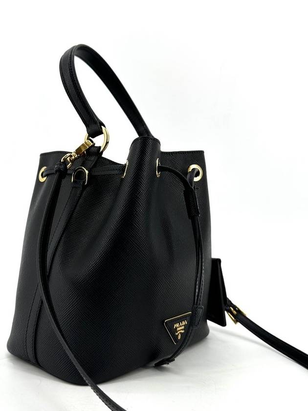 Triangular logo Saffiano bucket bag 1BE032 - PRADA - BALAAN 4