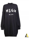 Milano Brushed Logo Print Long Sleeve Short Dress Black - MSGM - BALAAN 2