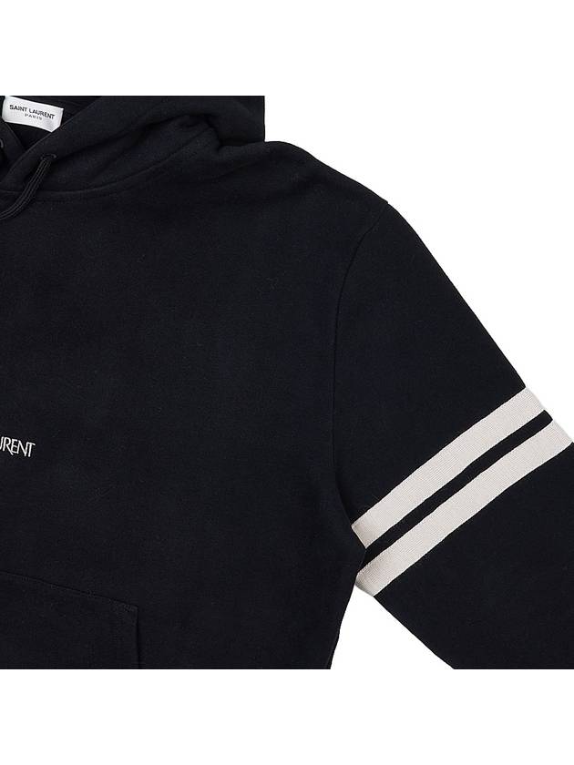 Embroidered Logo Hoodie Black - SAINT LAURENT - BALAAN 5