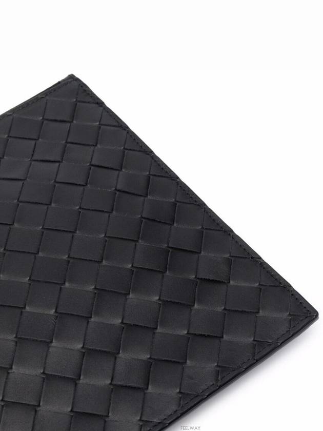 Intrecciato Strap Large Clutch Bag Black - BOTTEGA VENETA - BALAAN 5