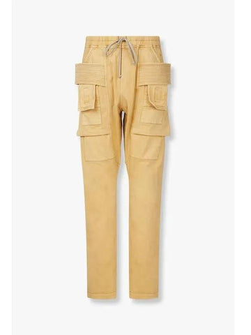 MEN DRKSHDW Coated String Cargo Pants Mustard - RICK OWENS - BALAAN 1