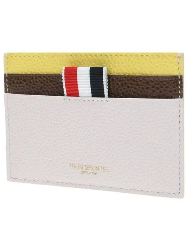 RWB Striped Leather Card Wallet White - THOM BROWNE - BALAAN 3