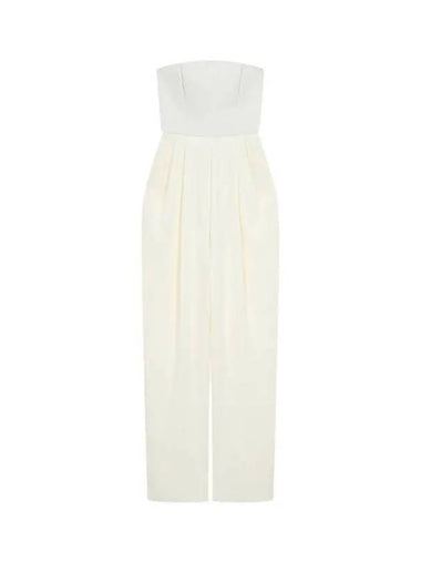 Women s Pleated Tube Top Jumpsuit Ivory - EMPORIO ARMANI - BALAAN 1