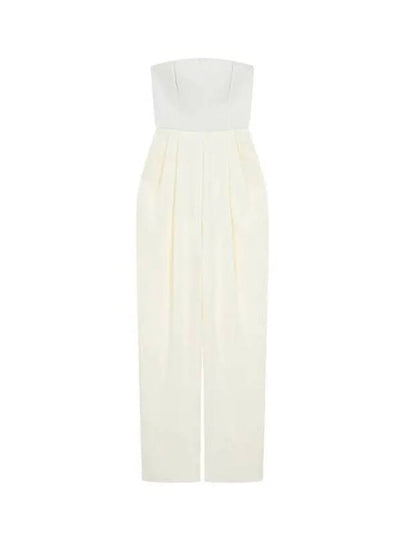 Women s Pleated Tube Top Jumpsuit Ivory - EMPORIO ARMANI - BALAAN 1