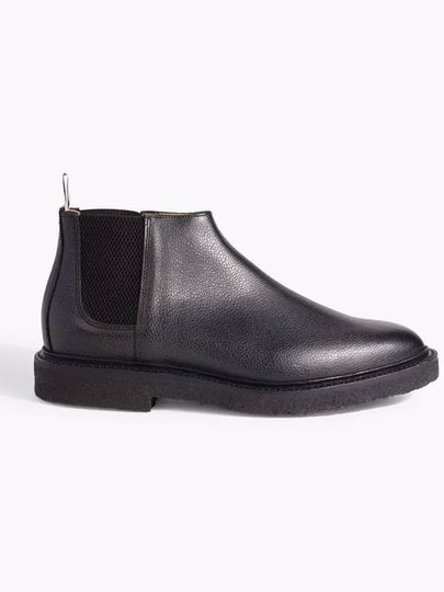 Pebble Crepe Sole Mid Top Grain Leather Chelsea Boots Black - THOM BROWNE - BALAAN 2