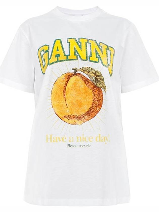 Women's Relaxed Peach Print Short Sleeve T-Shirt White - GANNI - BALAAN 2